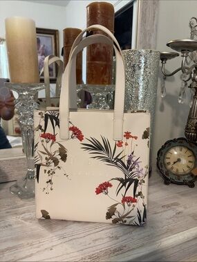 Floral Print Cream Tote Bag